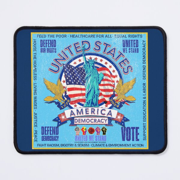 Item preview, PMD00959 Progressive Movement Designs vintage patriotic American Statue of Liberty flag eagle design shows you support democracy progressive goals for Progressives Democrats Independents Liberals designed and sold by ProgressiveLeft.