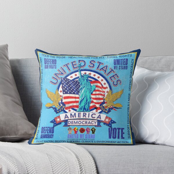 Item preview, PMD00959 Progressive Movement Designs vintage patriotic American Statue of Liberty flag eagle design shows you support democracy progressive goals for Progressives Democrats Independents Liberals designed and sold by ProgressiveLeft.