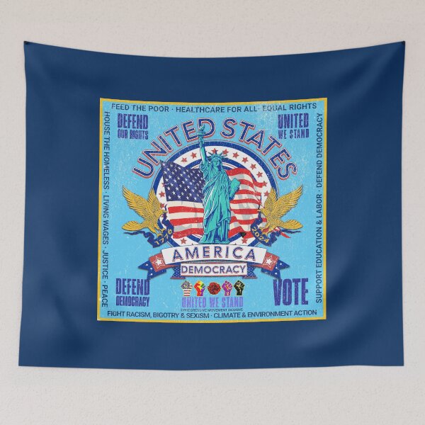 Item preview, PMD00959 Progressive Movement Designs vintage patriotic American Statue of Liberty flag eagle design shows you support democracy progressive goals for Progressives Democrats Independents Liberals designed and sold by ProgressiveLeft.