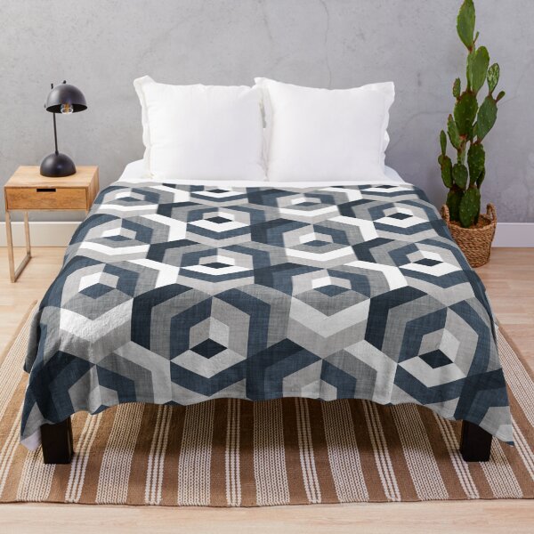 Item preview, Retro maze geometric hexagonal cubic tiles // grey non-directional cube mid century modern squared color block shapes designed and sold by SelmaCardoso.