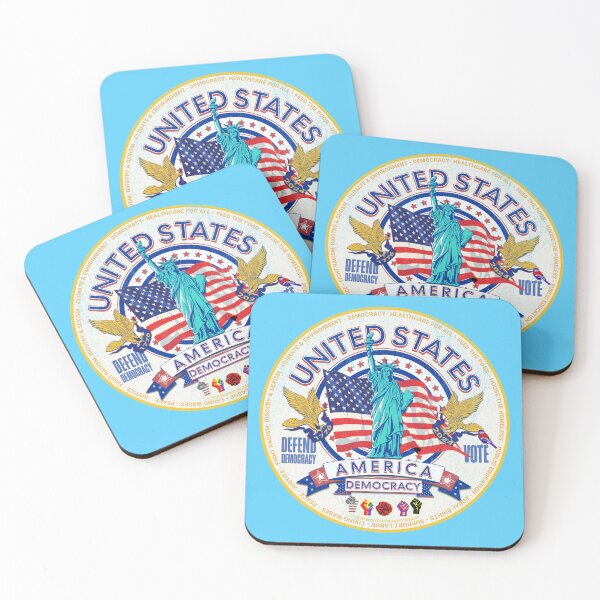 Item preview, PMD00960 Progressive Movement Designs vintage patriotic American Statue of Liberty flag eagle design shows you support democracy progressive goals for Progressives Democrats Independents Liberals designed and sold by ProgressiveLeft.