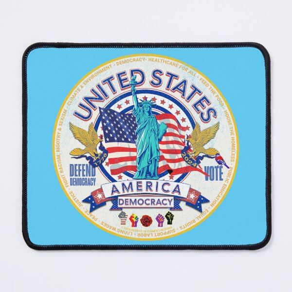 Item preview, PMD00960 Progressive Movement Designs vintage patriotic American Statue of Liberty flag eagle design shows you support democracy progressive goals for Progressives Democrats Independents Liberals designed and sold by ProgressiveLeft.