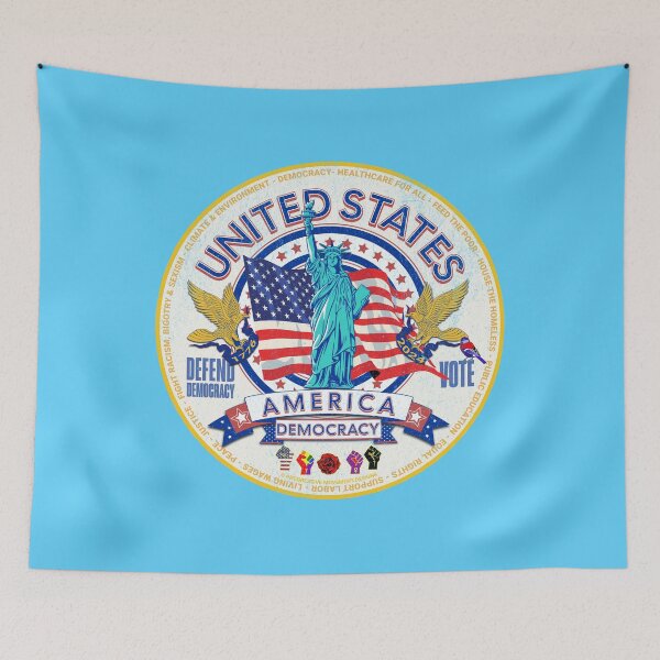 Item preview, PMD00960 Progressive Movement Designs vintage patriotic American Statue of Liberty flag eagle design shows you support democracy progressive goals for Progressives Democrats Independents Liberals designed and sold by ProgressiveLeft.