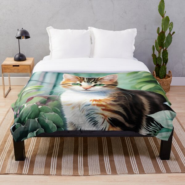 Item preview, Watercolour Ginger Cat and Plants designed and sold by FriskyLemur.