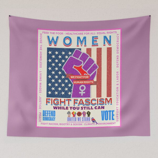 Item preview, PMD00961 Progressive Movement Designs vintage patriotic American Women Fight Fascism design shows you support democracy and progressive goals for Progressives Democrats Independents Liberals.  designed and sold by ProgressiveLeft.