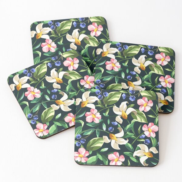 Item preview, Floral pattern with colorful flowers on a dark blue background designed and sold by Naddya.