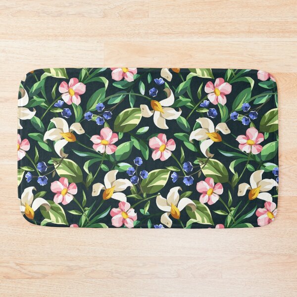 Item preview, Floral pattern with colorful flowers on a dark blue background designed and sold by Naddya.