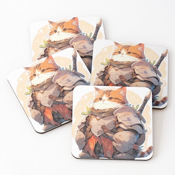 Item preview, Cute Kawaii Cat in Armor Art Big Warrior Cat designed and sold by CozyKawaiiArt.