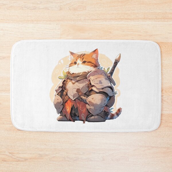 Item preview, Cute Kawaii Cat in Armor Art Big Warrior Cat designed and sold by CozyKawaiiArt.