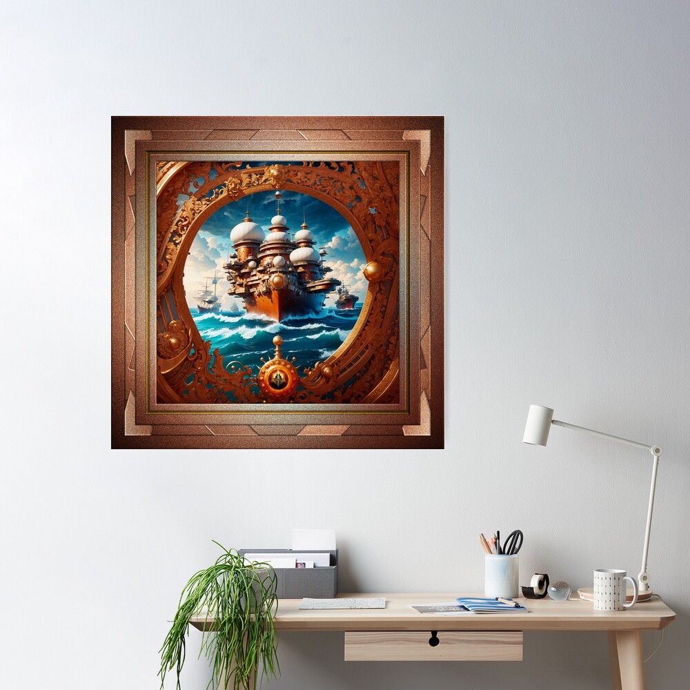 The Explorers Of The Ages Intriguing Fantasy AI Concept Art by Xzendor7 Wall Decor Poster