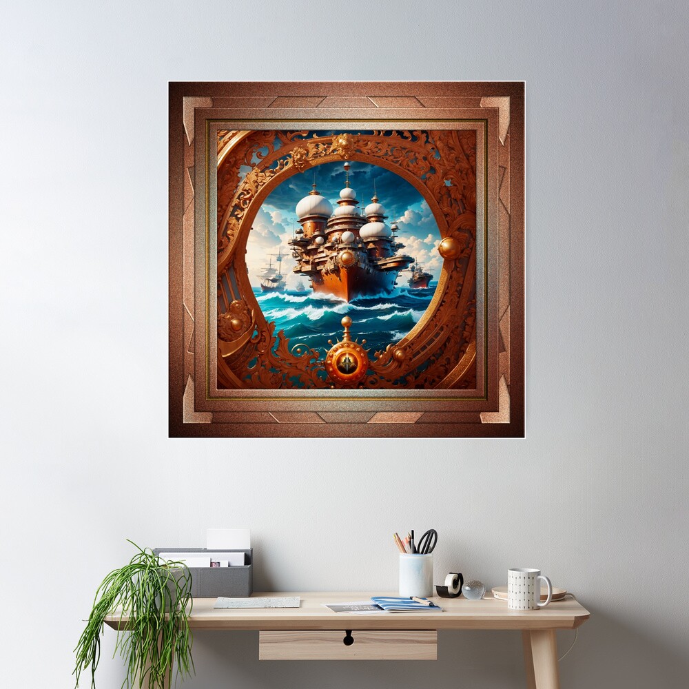 The Explorers Of The Ages Intriguing Fantasy AI Concept Art by Xzendor7 Wall Decor Poster