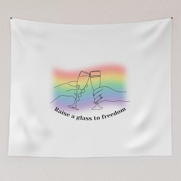 Item preview, raise a glass to freedom hamilton gay cheers glasses toast lgbtq quote designed and sold by emcazalet.