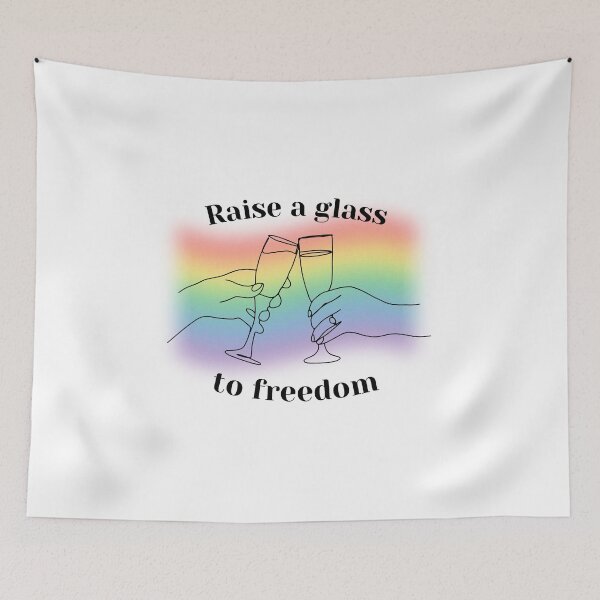 Item preview, raise a glass to freedom hamilton gay cheers glasses toast lgbtq quote designed and sold by emcazalet.