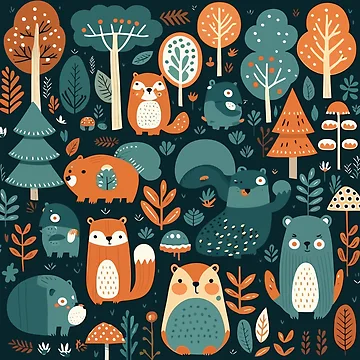 Artwork thumbnail, Cute Forest Pattern by Amir Faysal