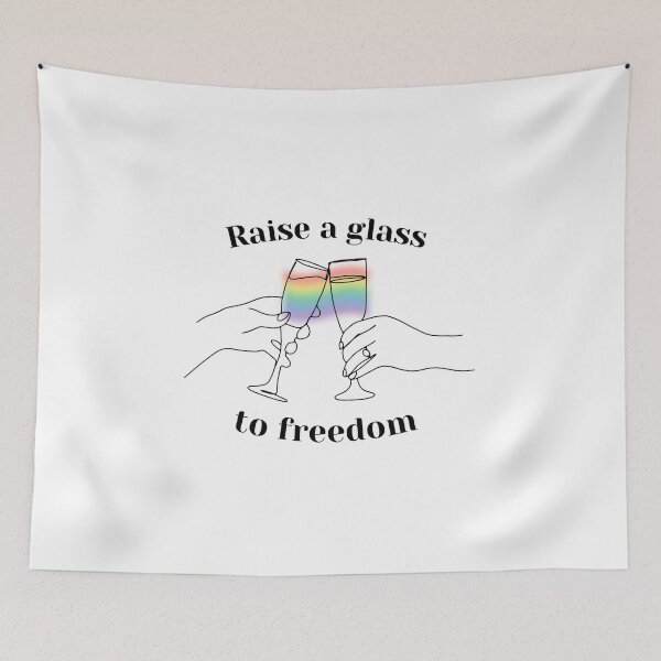 Item preview, raise a glass to freedom hamilton gay cheers glasses toast lgbtq quote designed and sold by emcazalet.