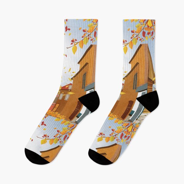 Item preview, Street in Bergen Norway in autumn designed and sold by Design4uStudio.