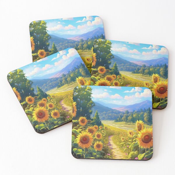 Item preview, Sunflowers fields in country landscape designed and sold by iguananick.