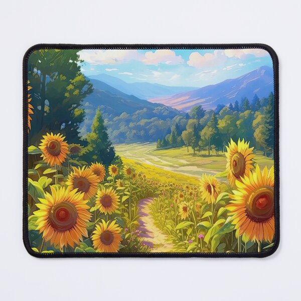 Item preview, Sunflowers fields in country landscape designed and sold by iguananick.