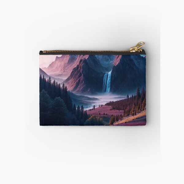 Item preview, Mountain Landscapes with a Misty Valley and Waterfall, Ai Generated Art designed and sold by AiGens.