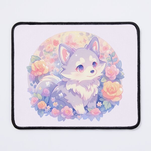 Item preview, Lindo lobo pastel kawaii rodeado de flores designed and sold by PastelMagic.