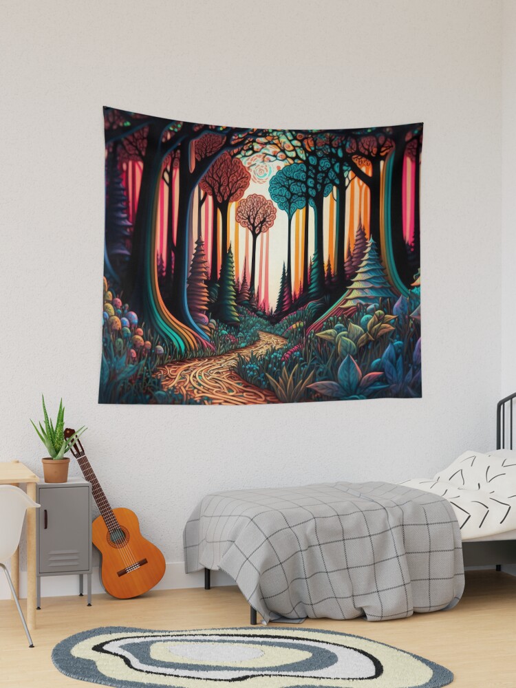 Psychedelic discount forest tapestry