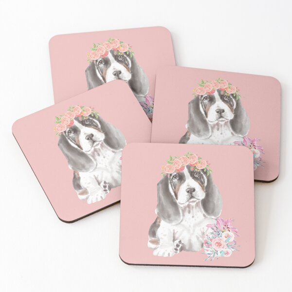 Item preview, Cute water colour Basset Hound with a Flower crown designed and sold by ConnieVZ.