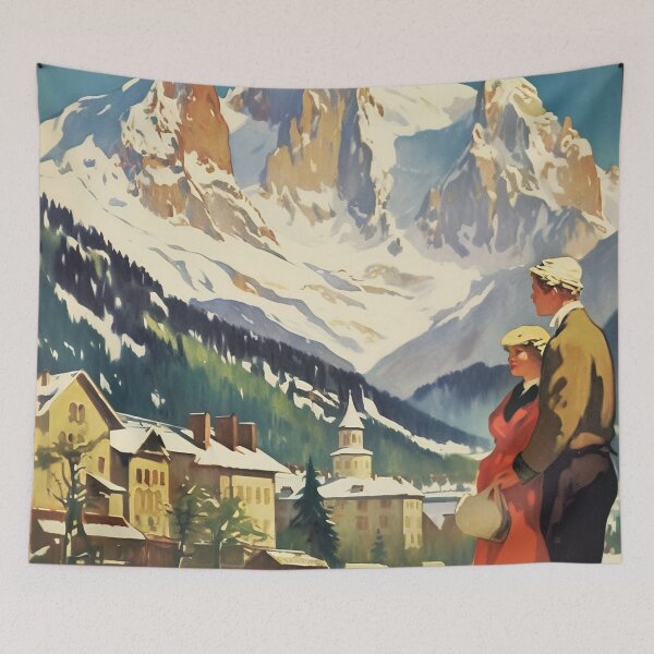 Item preview, Chamonix, Mont Blan, Vintage Ski Poster designed and sold by BokeeLee.
