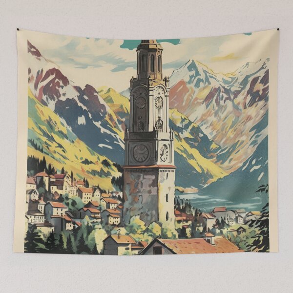 Item preview, Chamonix, Mont Blan, Vintage Ski Poster designed and sold by BokeeLee.