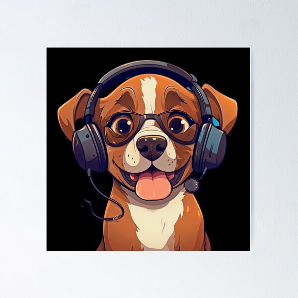 Dog Wearing Headphones, Dog Wearing Sunglasses, Puppy Wearing Headphones  Poster for Sale by CoolHippoQuotes