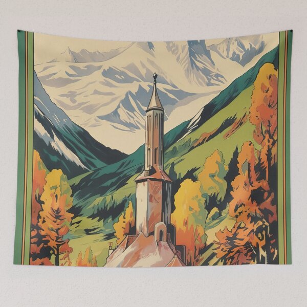Item preview, Chamonix, Mont Blan, Vintage Ski Poster designed and sold by BokeeLee.