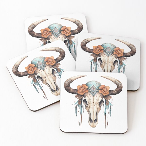 Artikelvorschau, Boho Western-Schädel entworfen und verkauft von Flyleaf-Prints.