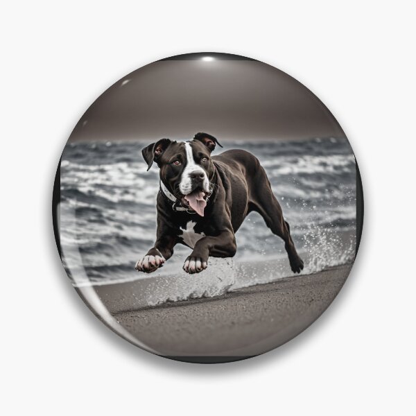 Item preview, Black and White Pitbull on the beach designed and sold by Shiwwa.