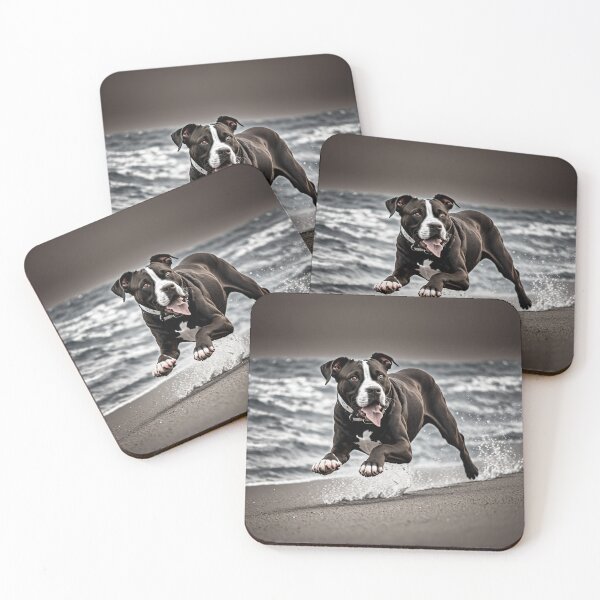 Item preview, Black and White Pitbull on the beach designed and sold by Shiwwa.