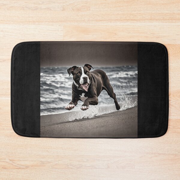 Item preview, Black and White Pitbull on the beach designed and sold by Shiwwa.