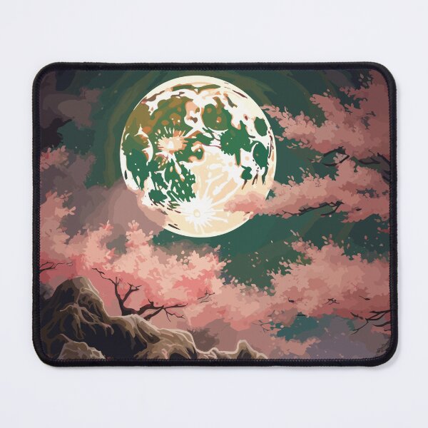 Item preview, Moon Cherry Blossom Waves Japanese Landscape Vintage Art designed and sold by Art-Jiyuu.