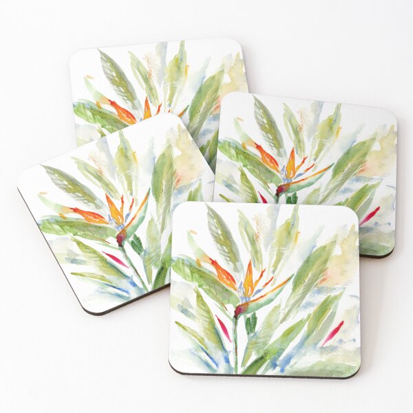 Item preview, Bird of paradise, strelitzia flower watercolor painting designed and sold by TheArtOfNata.