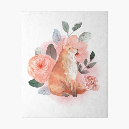Item preview, Watercolor fox with orange floral designed and sold by watercolorpic.