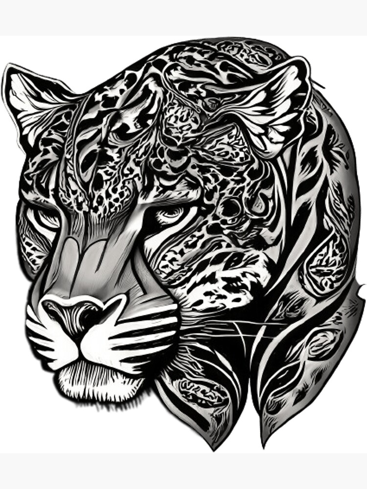 Black panther tattoo design with flames Royalty Free Vector