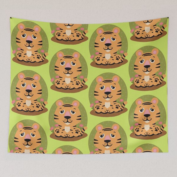 Item preview, Cute little tiger in the flower meadow designed and sold by marina63.