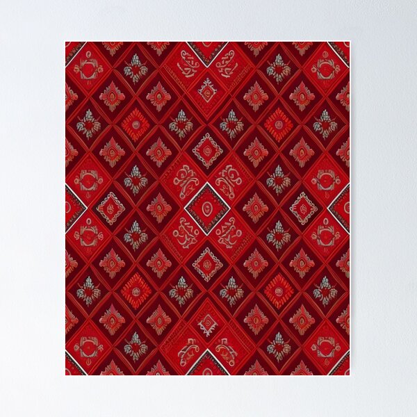 Blood red geometric pantagon seamless pattern - PatternPictures