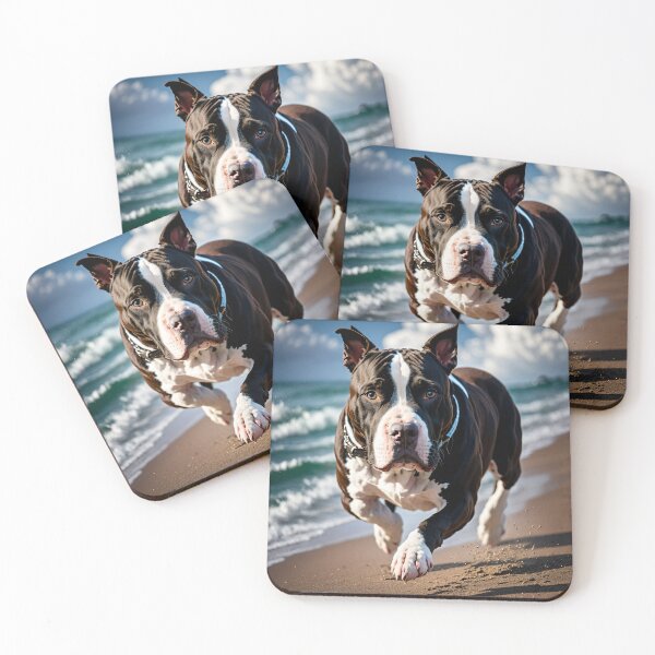Item preview, Black and White Pitbull on the beach #2 designed and sold by Shiwwa.