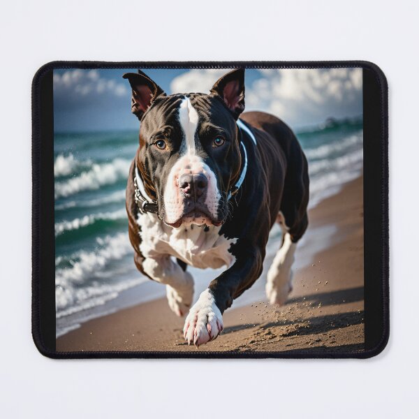 Item preview, Black and White Pitbull on the beach #2 designed and sold by Shiwwa.