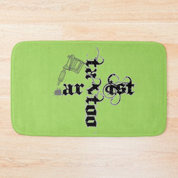 Item preview, Tattoo artist: Phrases linked forming a cross with tattoo machine spitting ink in the background. designed and sold by MonstersVariety.