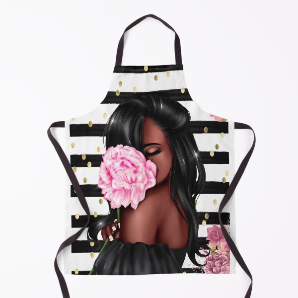 Item preview, Black woman with pink flowers designed and sold by melaninblack.