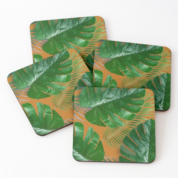 Item preview, Exotic Oasis: Algarve Collection - Vibrant Green Palm Leaves on Orange designed and sold by Liz Pimenta.