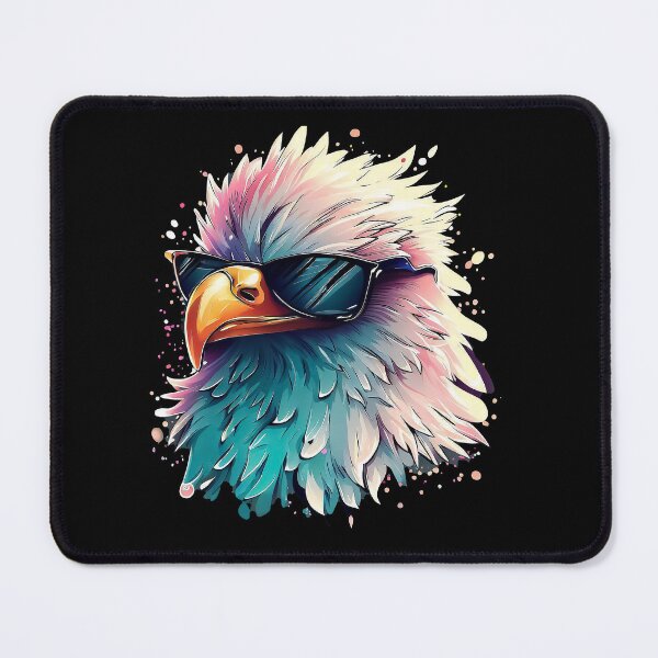 Item preview, Funny bald eagle in sunglasses pastel watercolor splash designed and sold by TomFrontierArt.