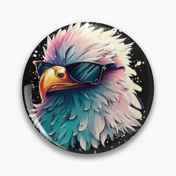 Item preview, Funny bald eagle in sunglasses pastel watercolor splash designed and sold by TomFrontierArt.
