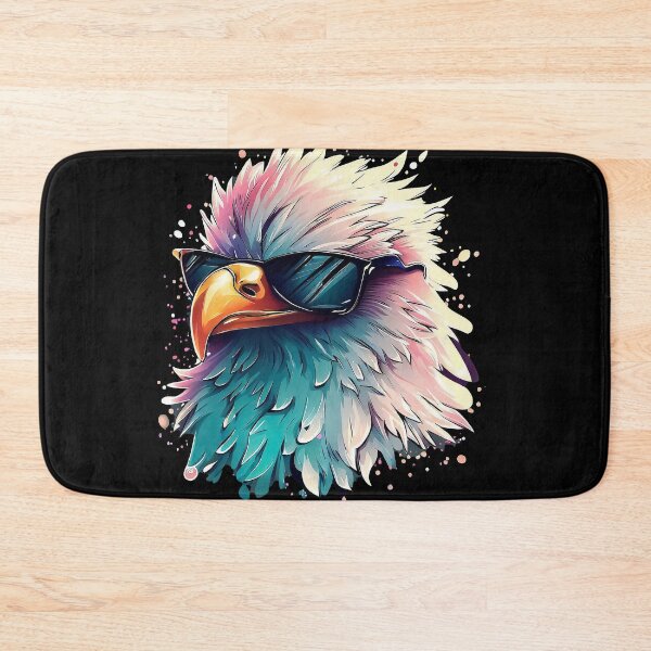 Item preview, Funny bald eagle in sunglasses pastel watercolor splash designed and sold by TomFrontierArt.