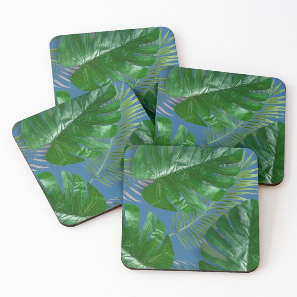 Item preview, Exotic Oasis: Algarve Collection - Vibrant Green Palm Leaves on Blue designed and sold by Liz Pimenta.