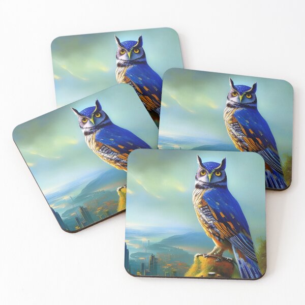 Item preview, Blue Owl, impasto, Ai Generated Art  designed and sold by ACC .